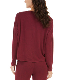 Alfani Cozy Knit Long Sleeve Sleep Top Dried Berry thumbnail 2