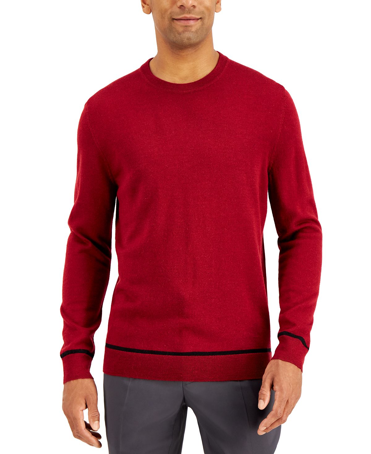 Alfani Crewneck Sweater Deep Scarlet