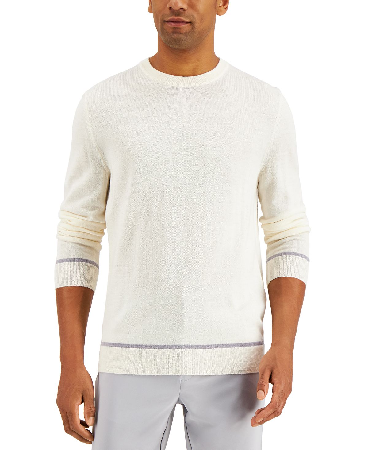 Alfani Crewneck Sweater Winter Ivory