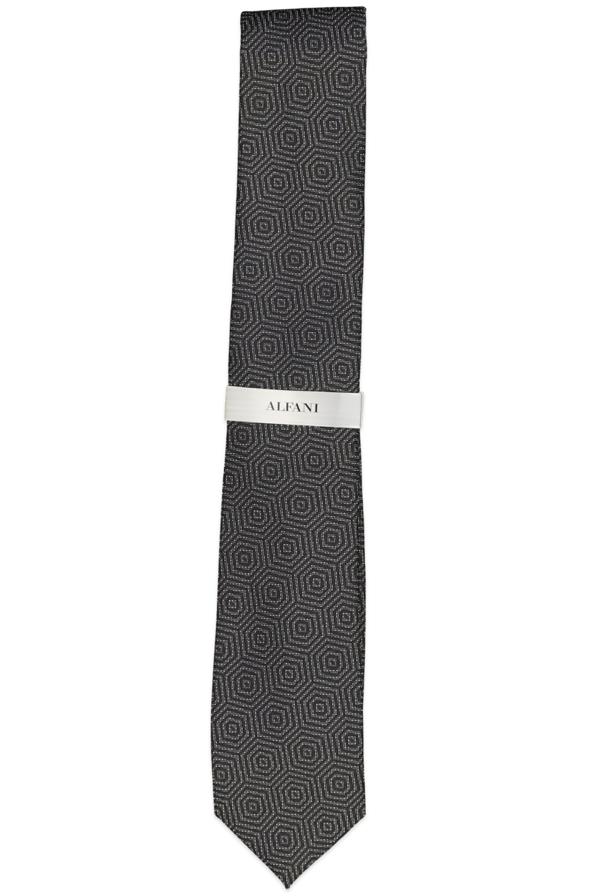 Alfani Debin Abstract Plaid Tie Black
