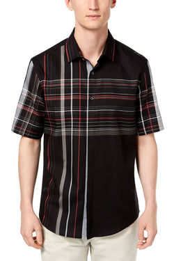 Alfani Deep Black Henrick Plaid Shirt thumbnail 1