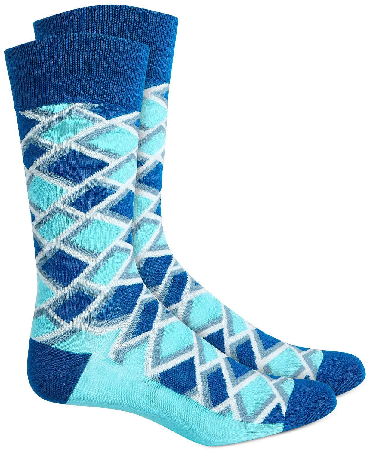 Alfani Diamond Socks Navy Aqua