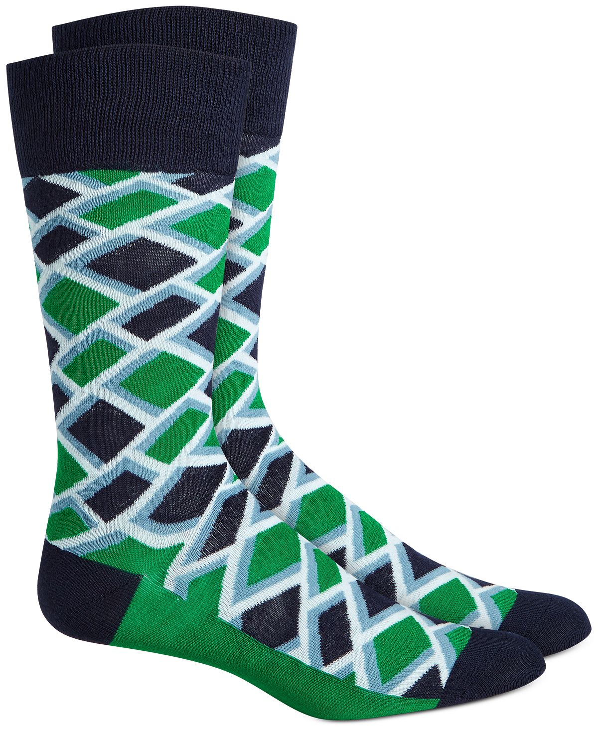 Alfani Diamond Socks Navy Green