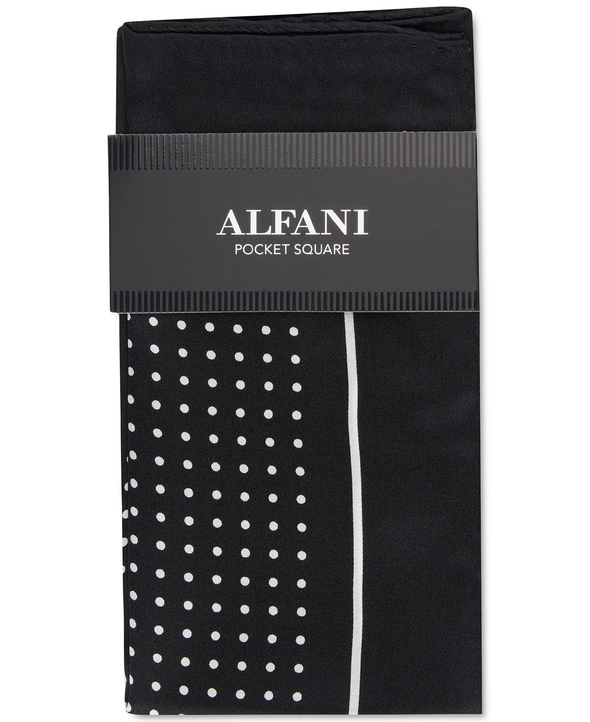 Alfani Dot Silk Pocket Square Black