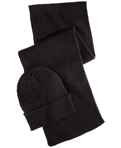 Alfani Dressy Scarf & Hat Gift Set Black