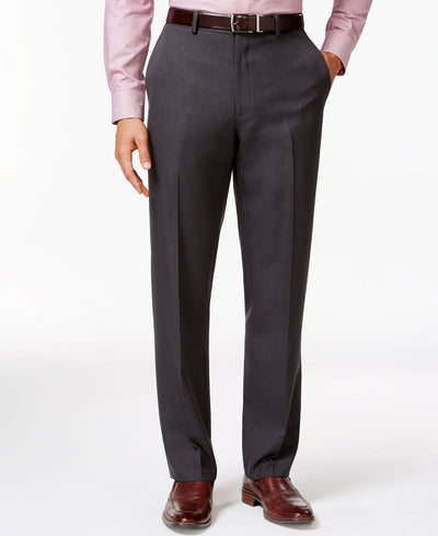 Alfani Flat-front Slim-fit Herringbone Wrinkle-resistant Pants Charcoal