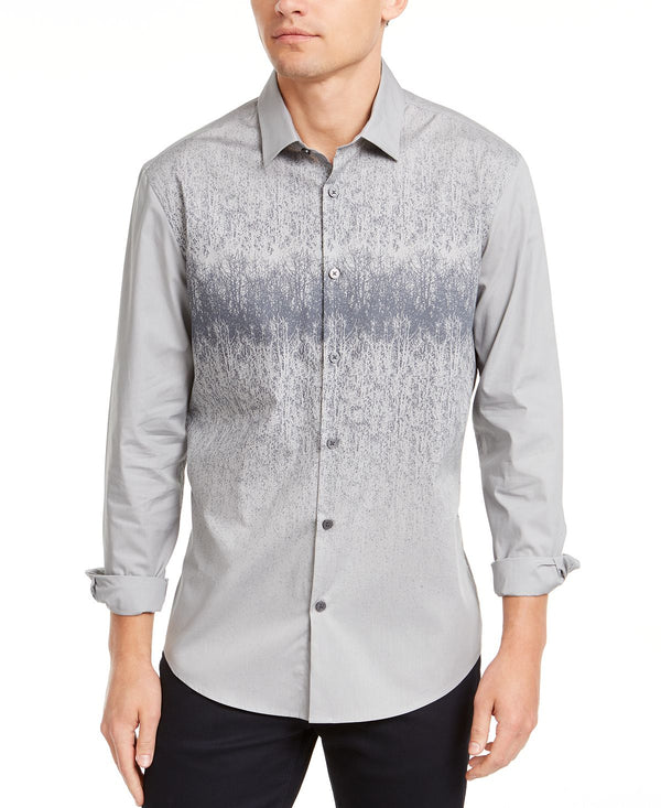 Alfani Foggy Mountain Print Shirt Mercury Grey