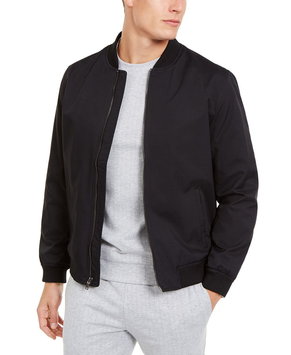 Alfani Full-zip Bomber Jacket Deep Black