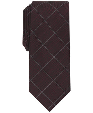 Alfani Gering Plaid Tie Burgundy