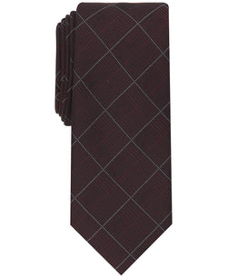 Alfani Gering Plaid Tie Burgundy thumbnail 1
