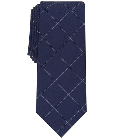 Alfani Gering Plaid Tie Navy