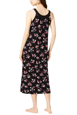 Alfani Intimates Black Bouquet-Print Pleated Nightgown thumbnail 2