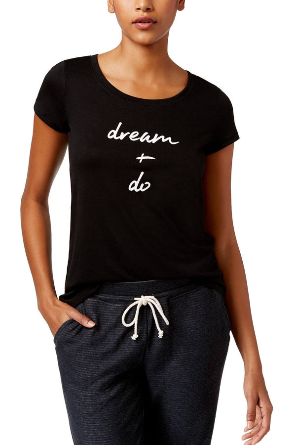 Alfani Intimates Classic-Black Graphic-Print "Dream+Do" Lounge Tee