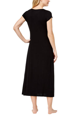 Alfani Intimates Classic-Black Pansy-Print Knit Nightgown thumbnail 2