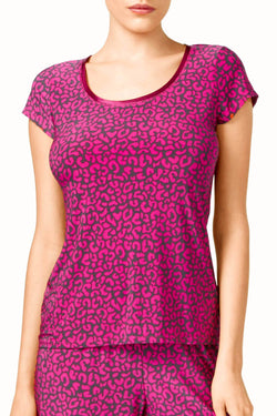 Alfani Intimates Fuchsia Exotic Leo Pajama Tee thumbnail 3