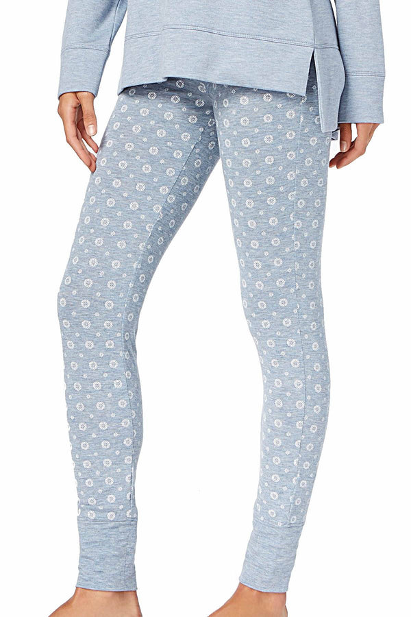 Alfani Intimates Heather-Blue Geo-Stamp Jogger PJ Pant