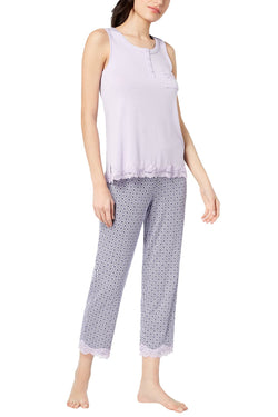 Alfani Intimates Lavender Floral-Diamond Printed Lace-Trim Sleep Set thumbnail 1