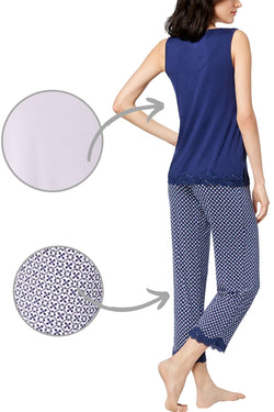 Alfani Intimates Lavender Floral-Diamond Printed Lace-Trim Sleep Set thumbnail 2