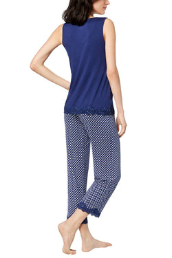 Alfani Intimates Navy Diamond-Printed Lace-Trim Sleep Set thumbnail 2