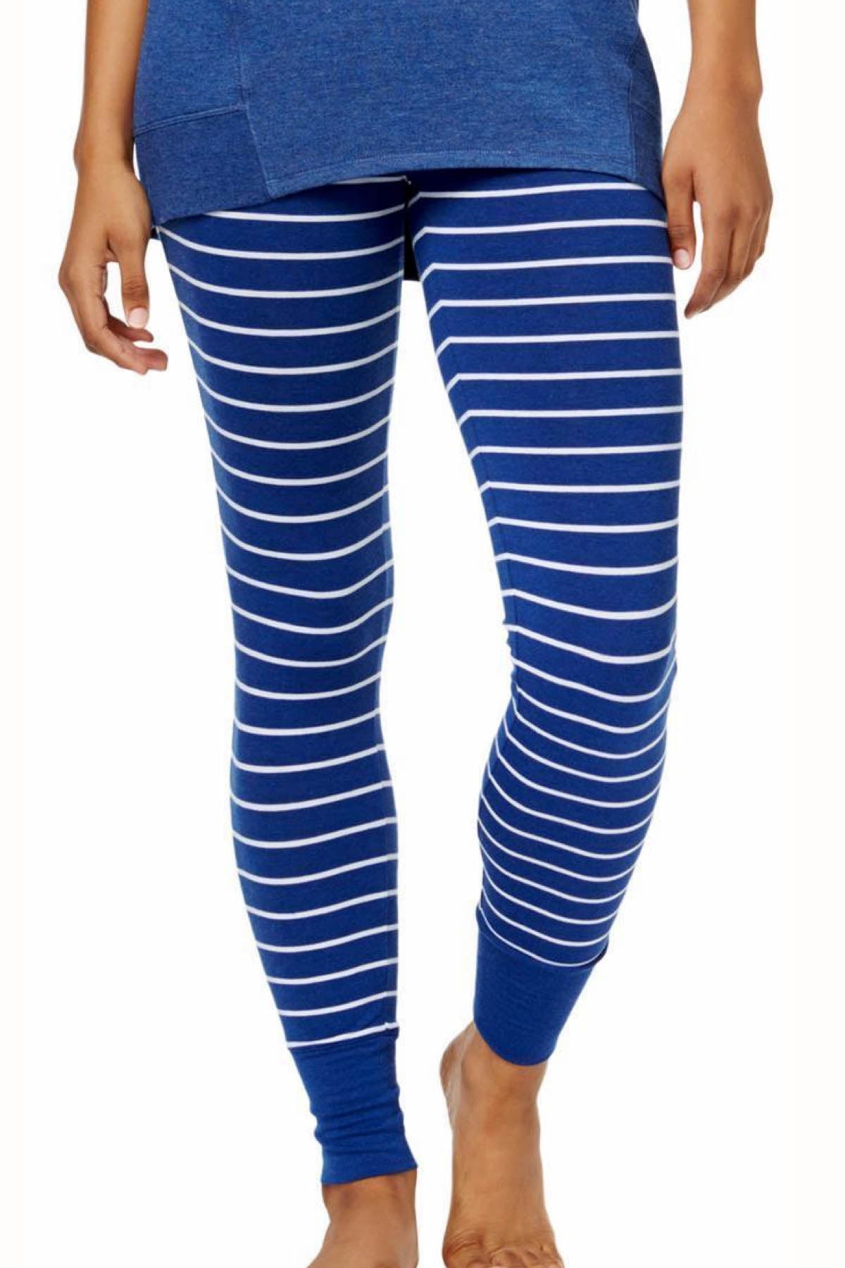 Alfani Intimates Navy Striped French-Terry Sleep Legging