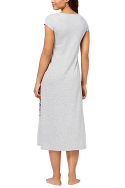 Alfani Intimates Pearl Grey Heather Ruched Waist Floral Nightgown thumbnail 2