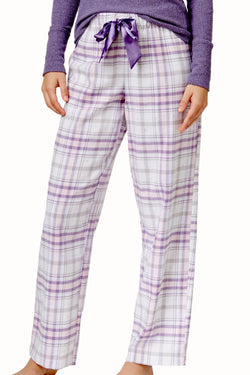 Alfani Intimates Purple Plaid Flannel Pajama Pant thumbnail 1