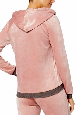 Alfani Intimates Rosy-Blush Velvet Hooded Pajama Top thumbnail 4