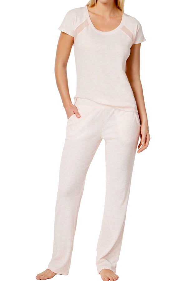 Alfani Intimates Sea-Lily-Pink Mesh-Stripe Pajama Set