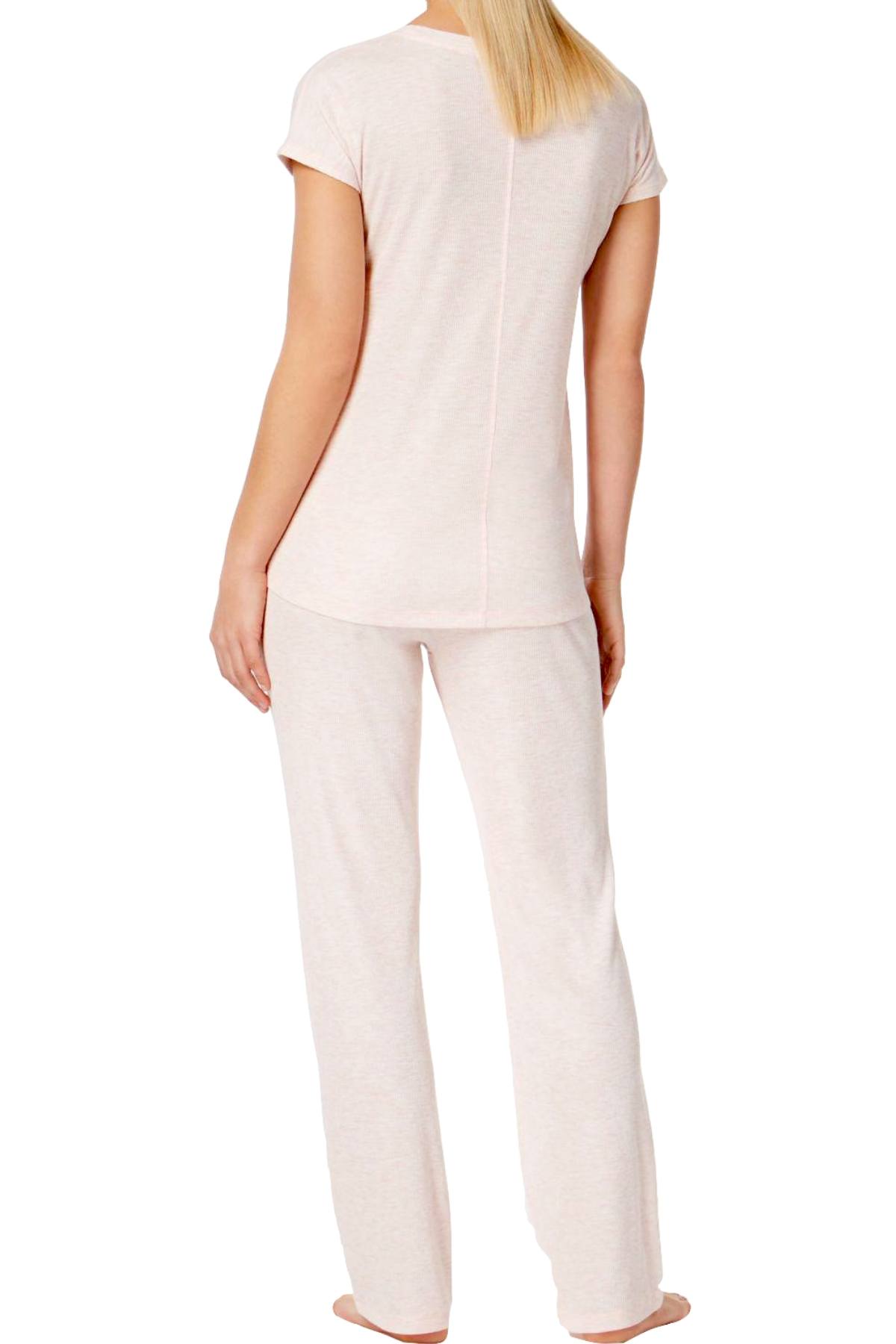 Alfani Intimates Sea-Lily-Pink Mesh-Stripe Pajama Set