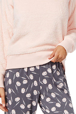 Alfani Knit Lounge Pant in Grey/Pink Floral thumbnail 2