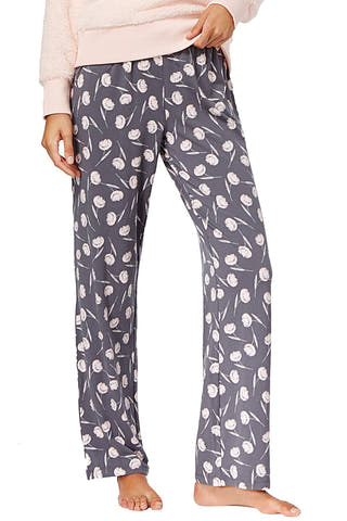 Alfani Knit Lounge Pant in Grey/Pink Floral