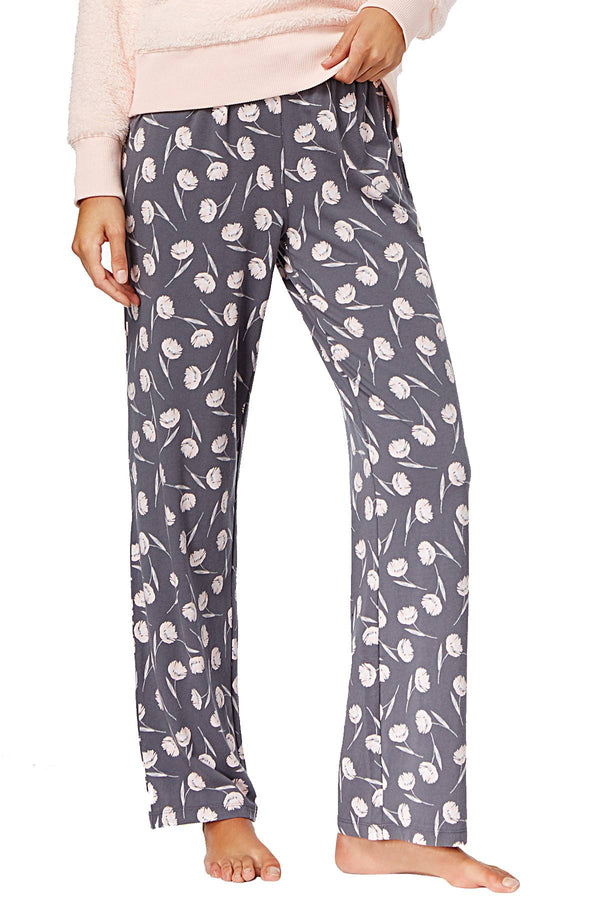 Alfani Knit Lounge Pant in Grey/Pink Floral