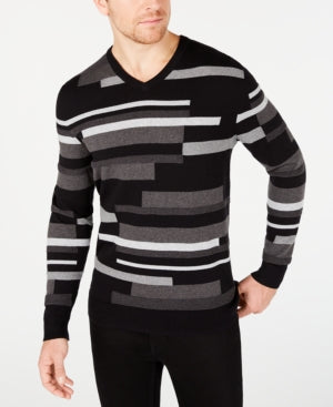 Alfani Men's Textured Striped V-Neck Sweater