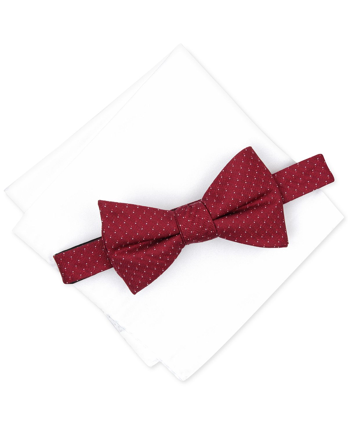Alfani Mini Neat To-tie Bow Tie & Solid Pocket Square Set Burgundy