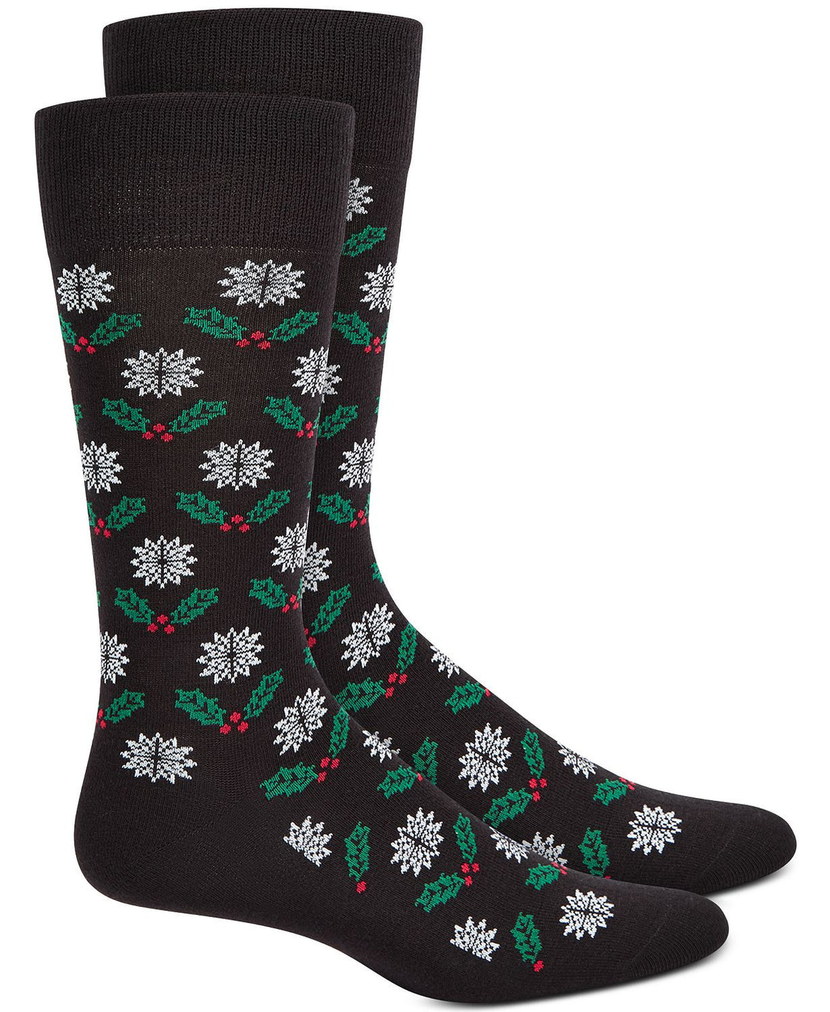 Alfani Mistletoe Socks Black Green Red