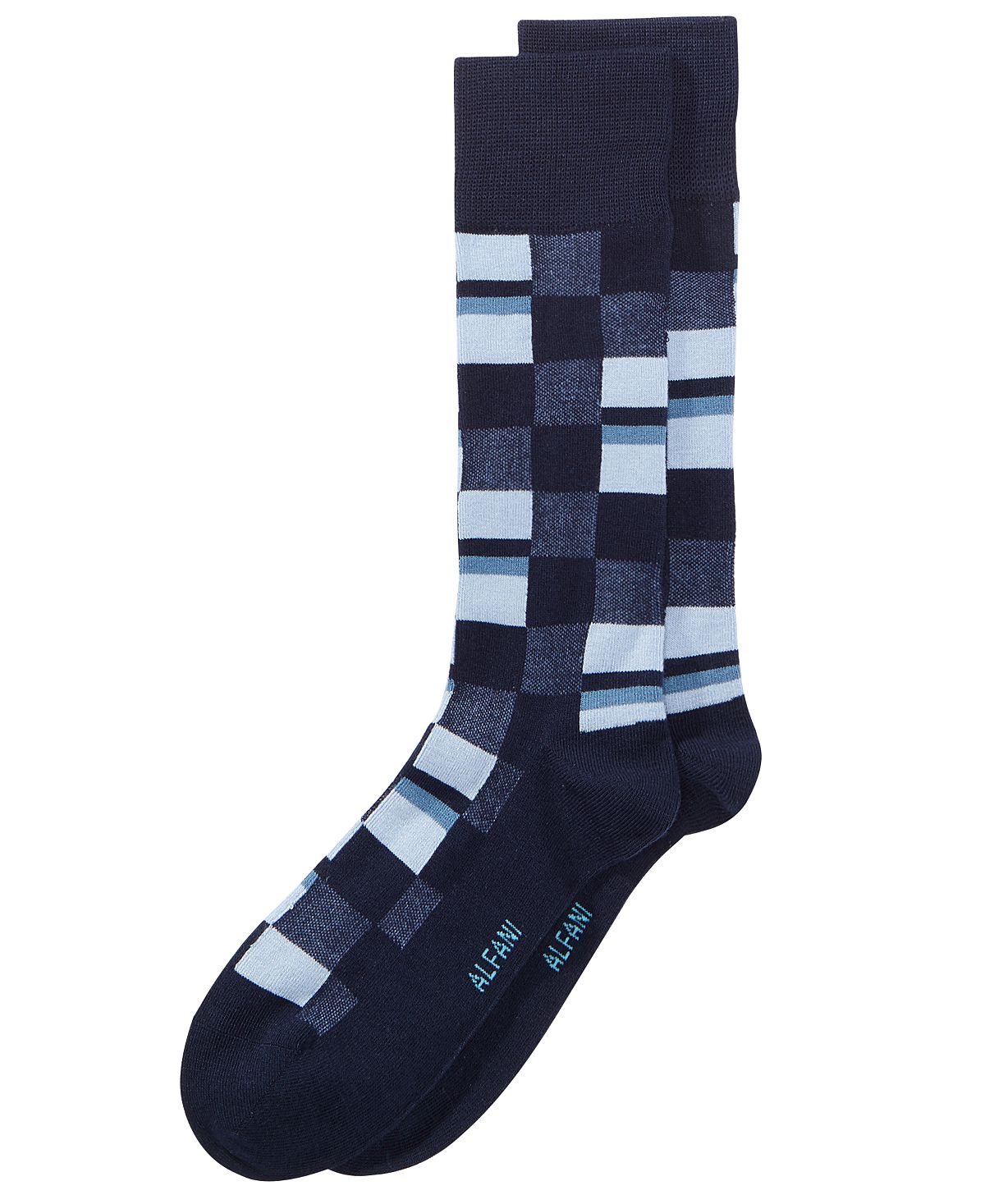 Alfani Mosaic Boxes Dress Socks Blue