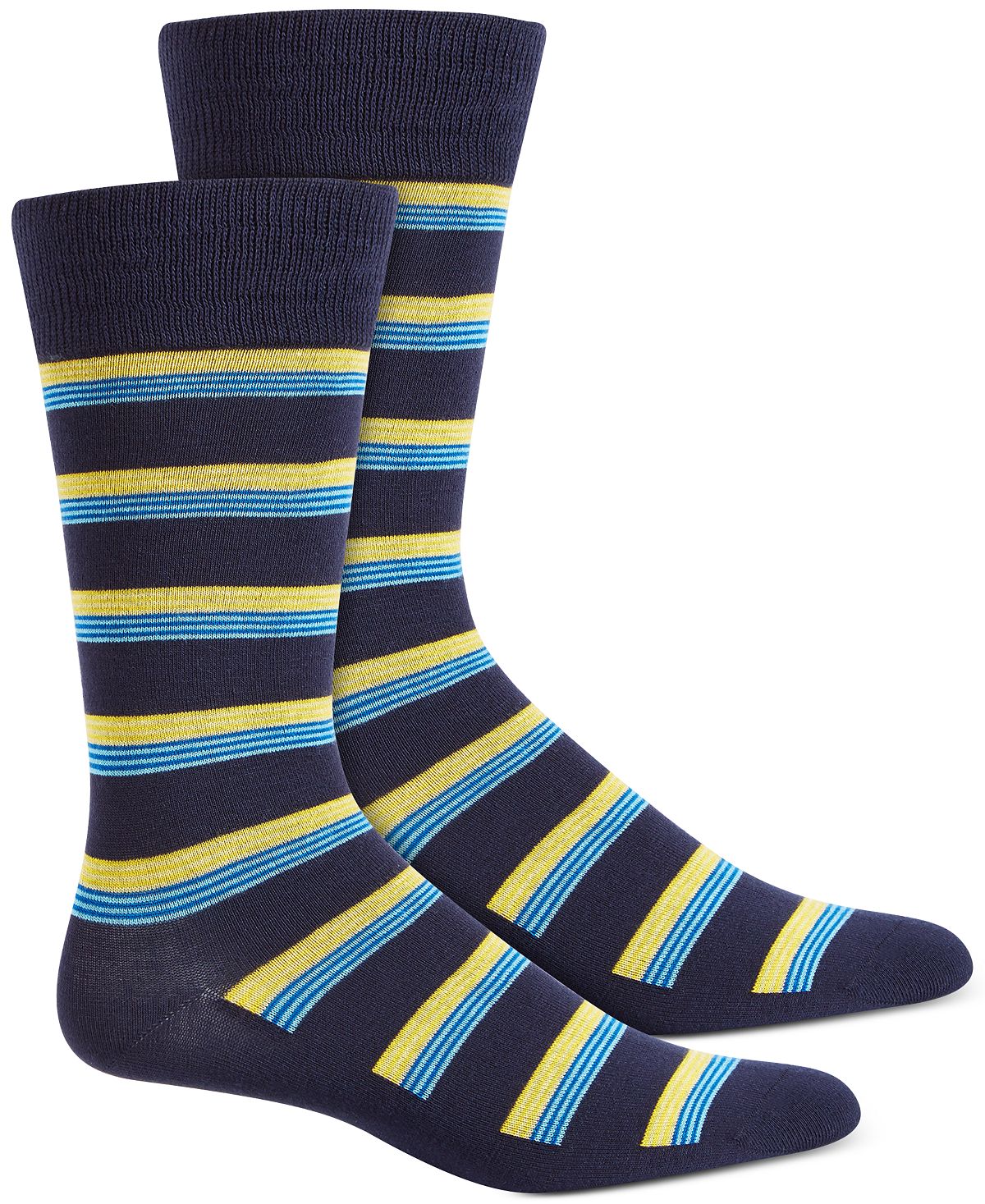 Alfani Multi-stripe Socks Navy Yellow