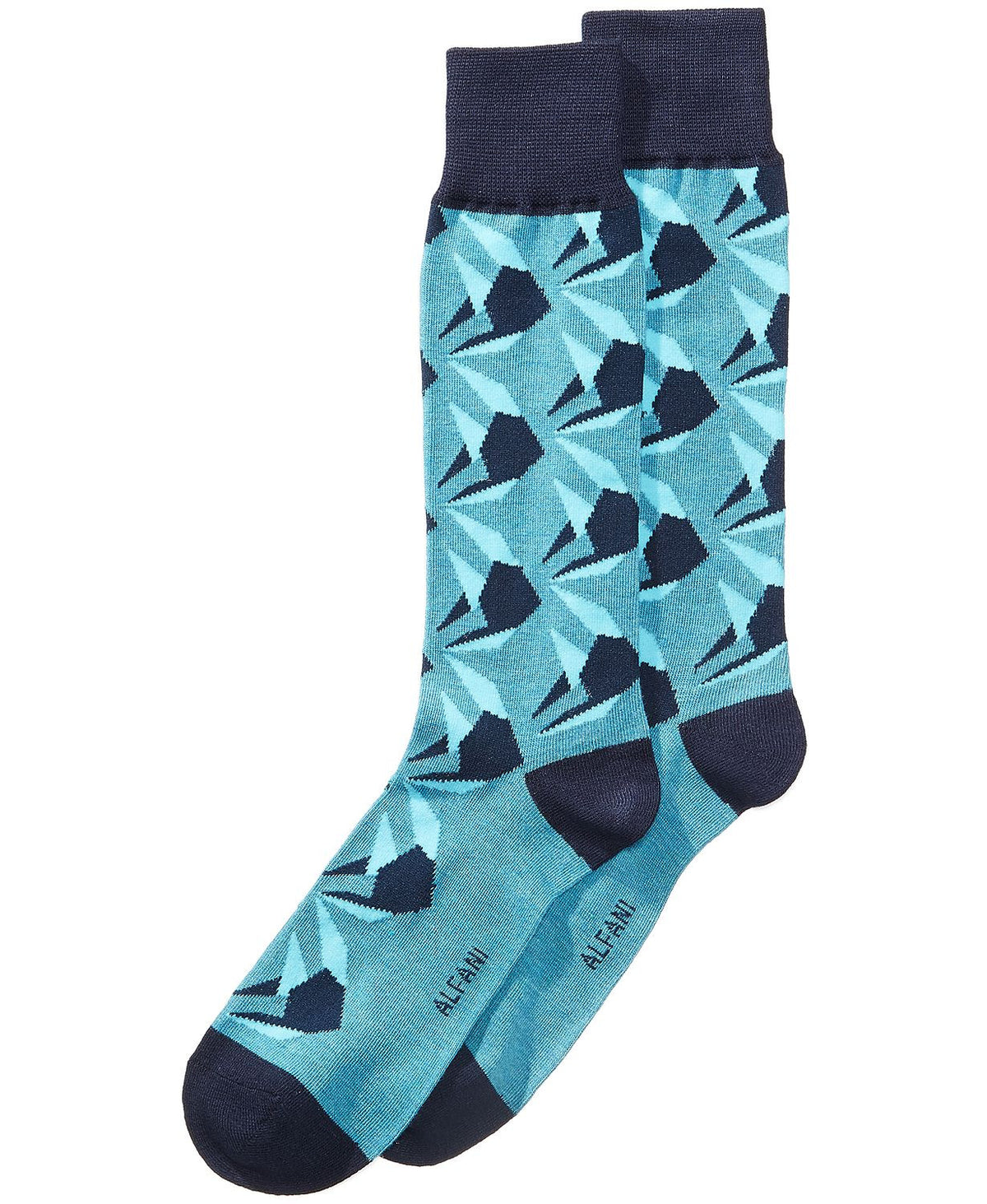 Alfani Origami Fish Dress Socks  Teal Navy