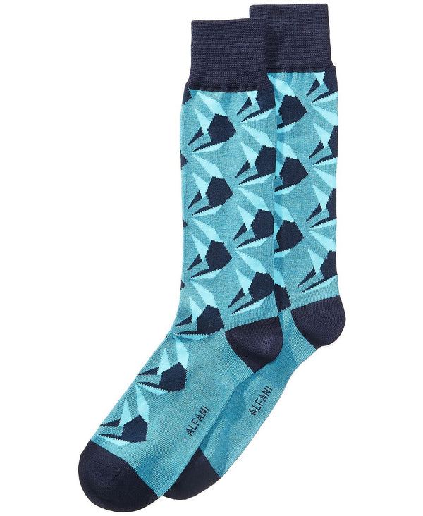 Alfani Origami Fish Dress Socks  Teal Navy