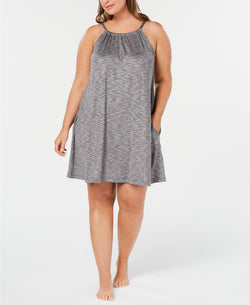 Alfani PLUS Scoop Neck Knit Chemise Nightgown in Oxford Heather thumbnail 2