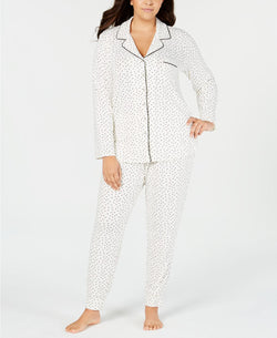 Alfani PLUS Super Soft Notch Neck Printed Pajama Set in Ditsy Star thumbnail 2