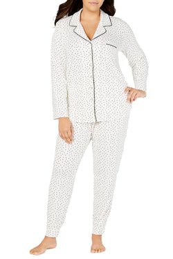 Alfani PLUS Super Soft Notch Neck Printed Pajama Set in Ditsy Star thumbnail 1