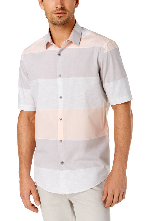 Alfani Peachy Keen Heathered Large Stripe Shirt