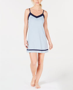 Alfani Pima Cotton Contrasting Trim Chemise in Rain Dance Blue thumbnail 2