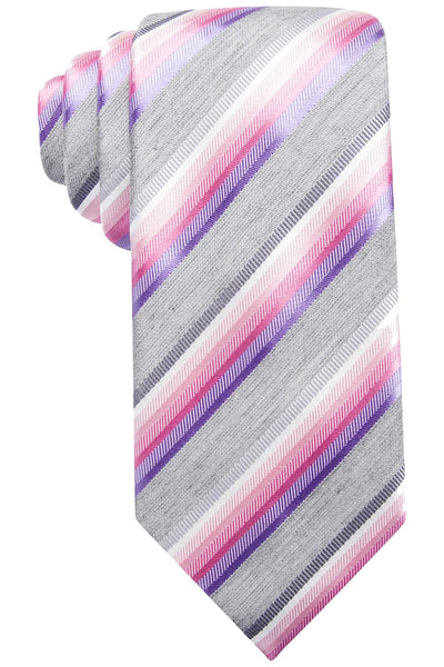 Alfani Pink/Charcoal Tulum Striped Slim Tie