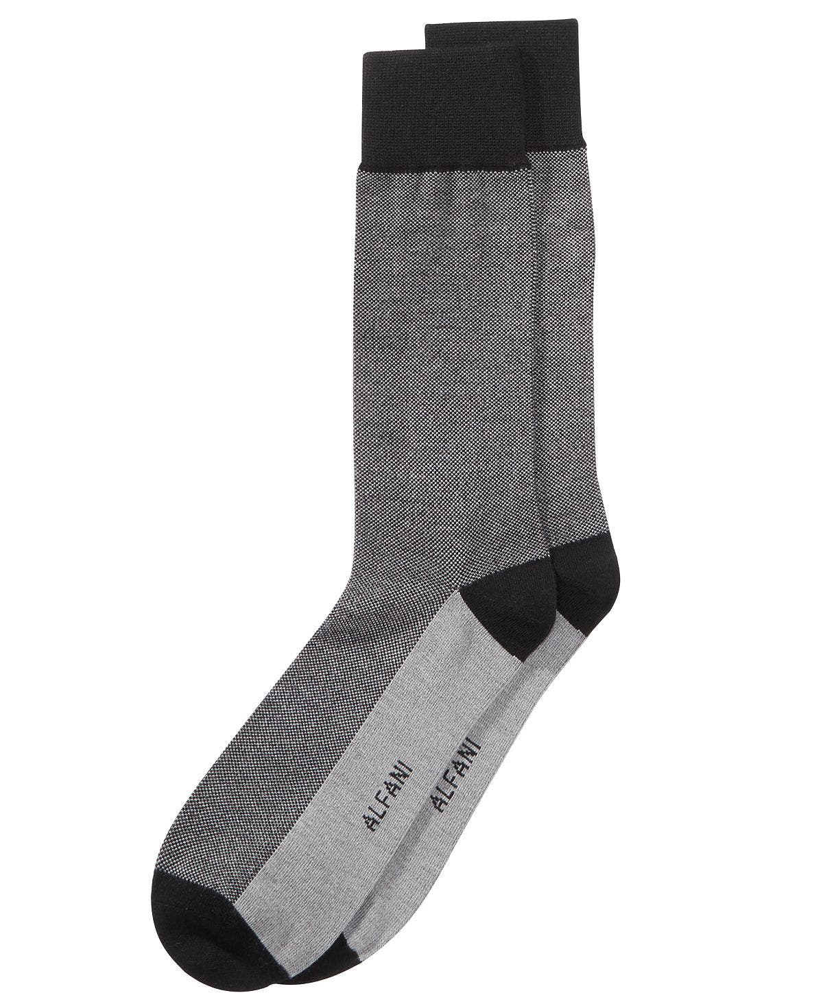 Alfani Piqu Solid Dress Socks Charcoal