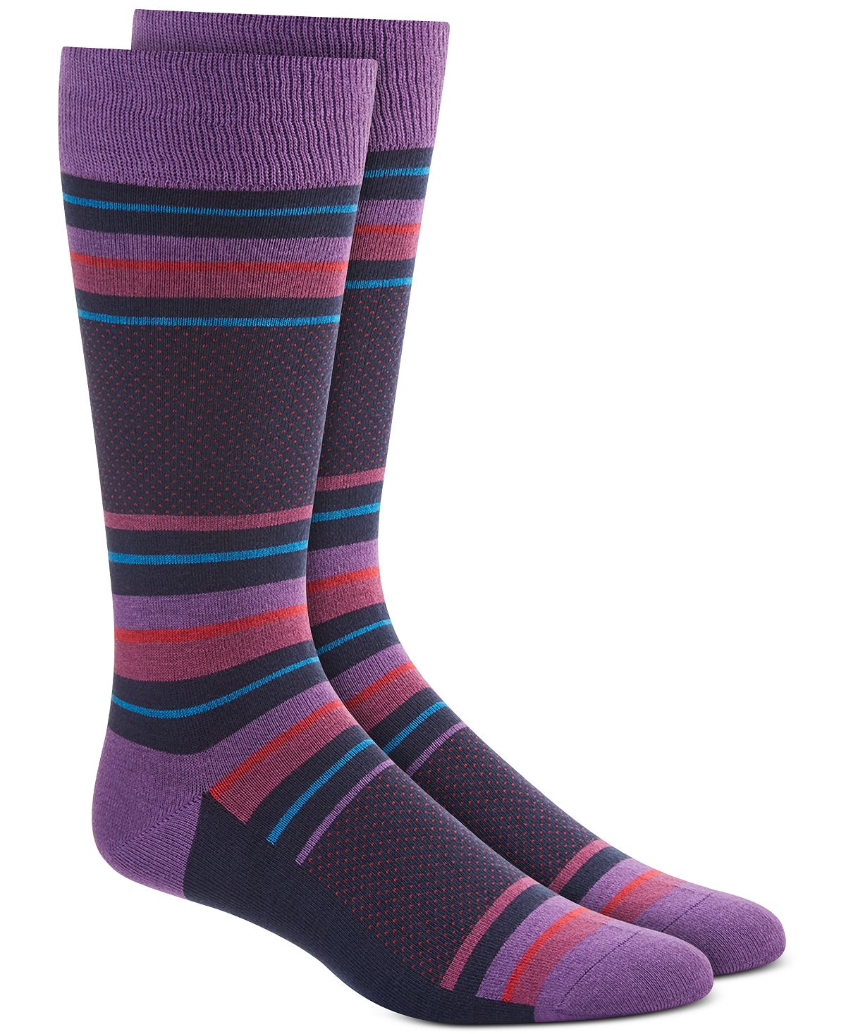 Alfani Pique Blocked Stripe Socks Purple