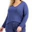 Alfani Plus Pocketed Pajama Top Night Shadow