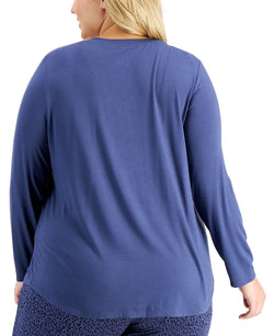 Alfani Plus Pocketed Pajama Top Night Shadow thumbnail 2