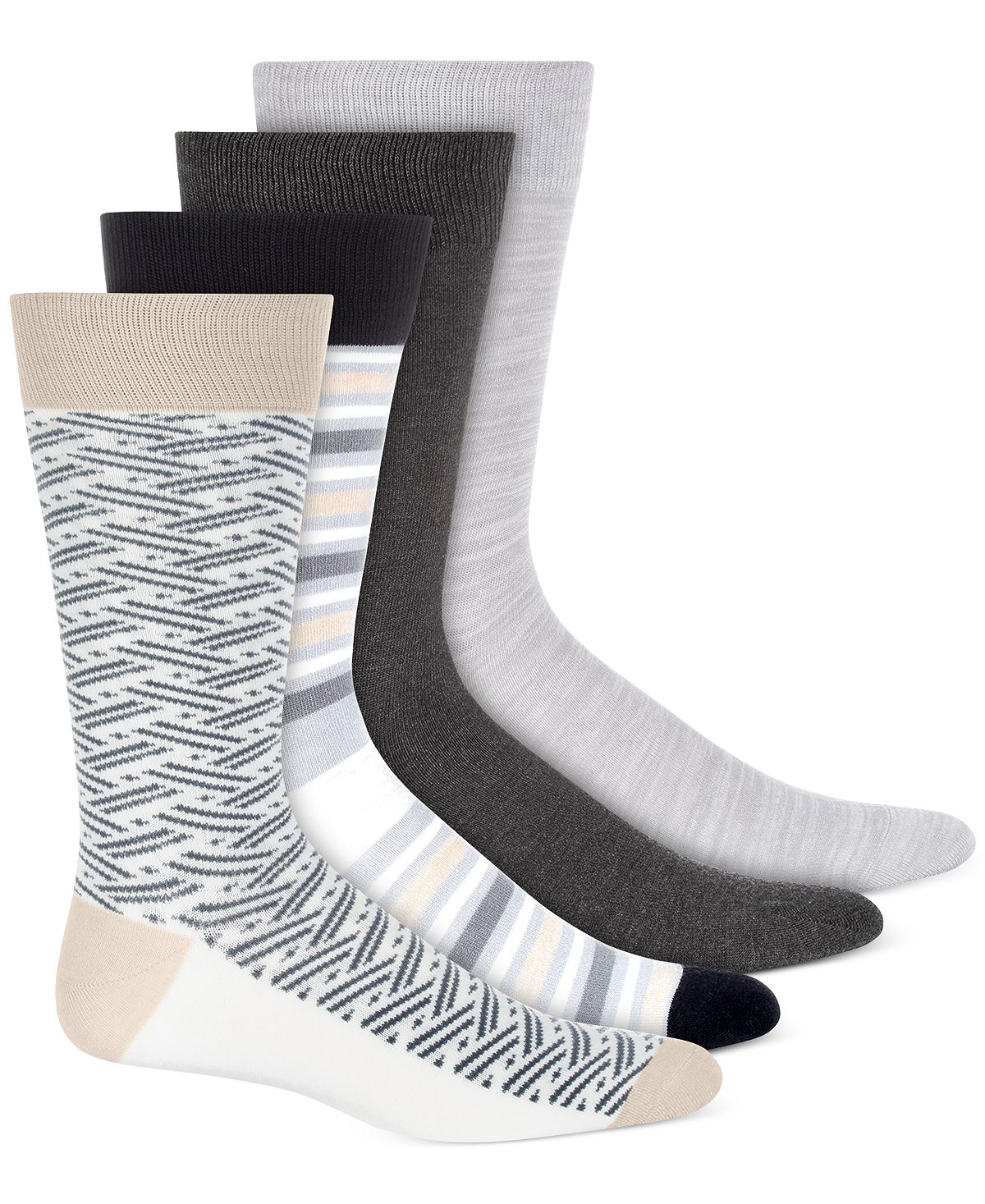 Alfani Printed Crew Socks 4 Pk. Grey Pack